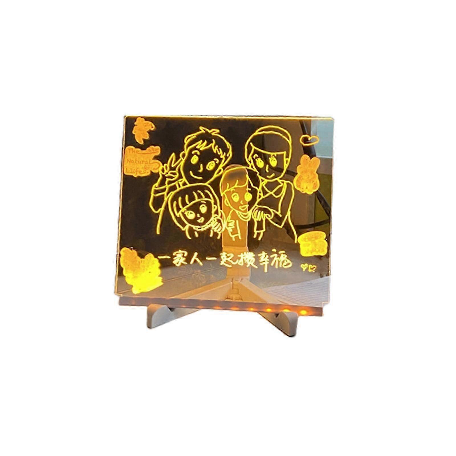 Desktop Creative Rewritable Acrylic LED Message Board with 7 Color Pens Drawing 300*200*3mm