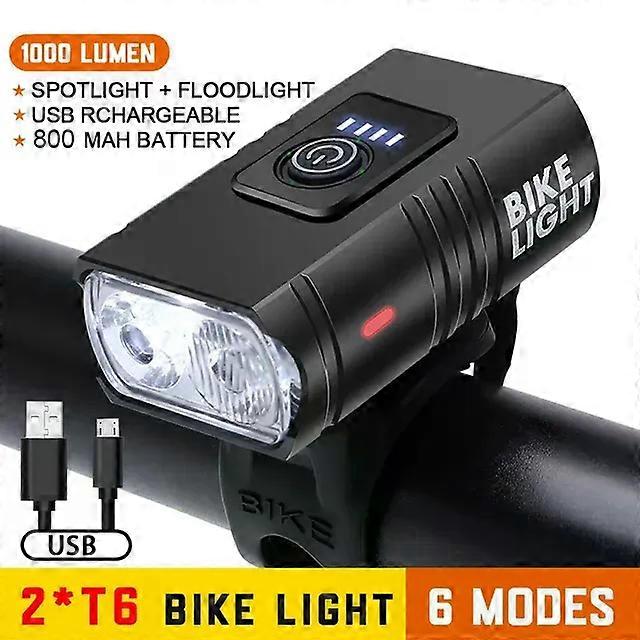 Bicycle Parts BK02 Bike Light USB Rechargeable T6 LED Bicycle Lights 6 Modes MTB Flashlight Bicycle Headlight for Cycling Bicycle Front Lamp