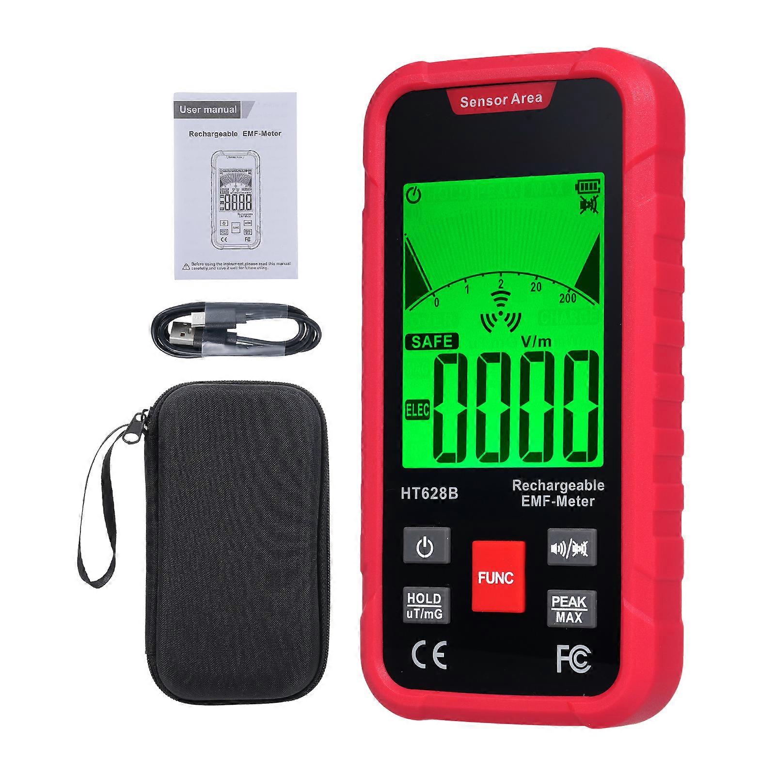 3in1 Electromagnetic Field Detector EMF Meter for AC Magnetic Electric Field, Microwave Radiation Intensity Data Hold Acousto-optic Alarm