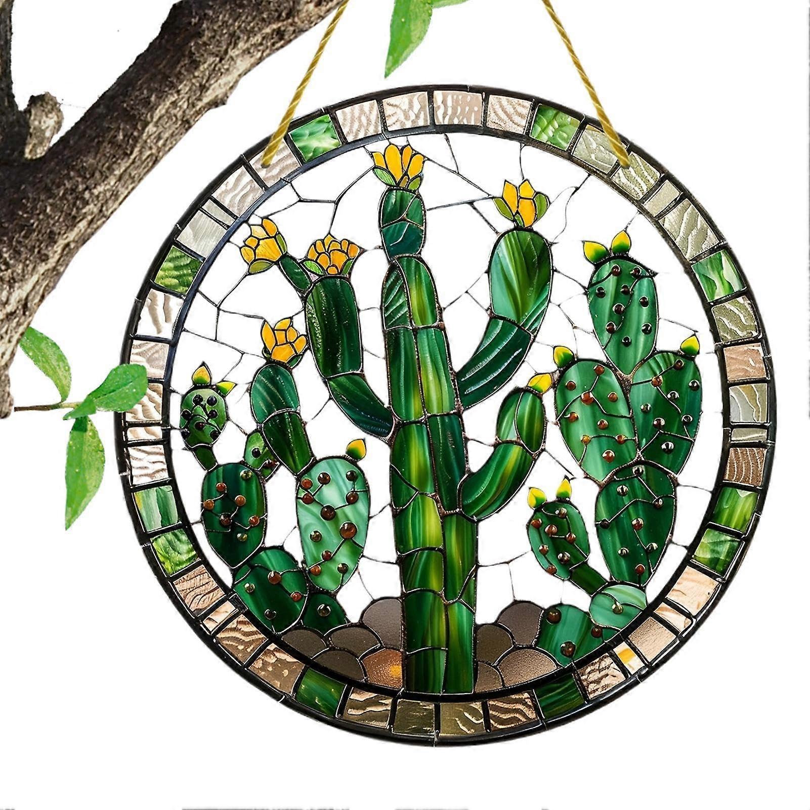 Cactus Suncatcher Hanging Window Decoration Stained Acrylic Sun Catcher