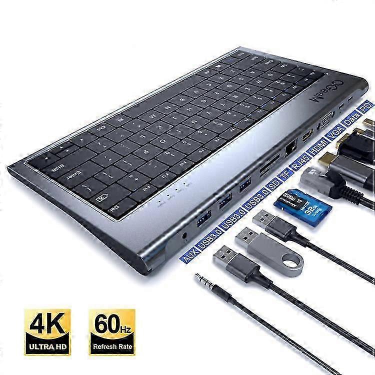 Qgeem 11 In 1 Type-c Extension Hub Adapter With Keyboard Function