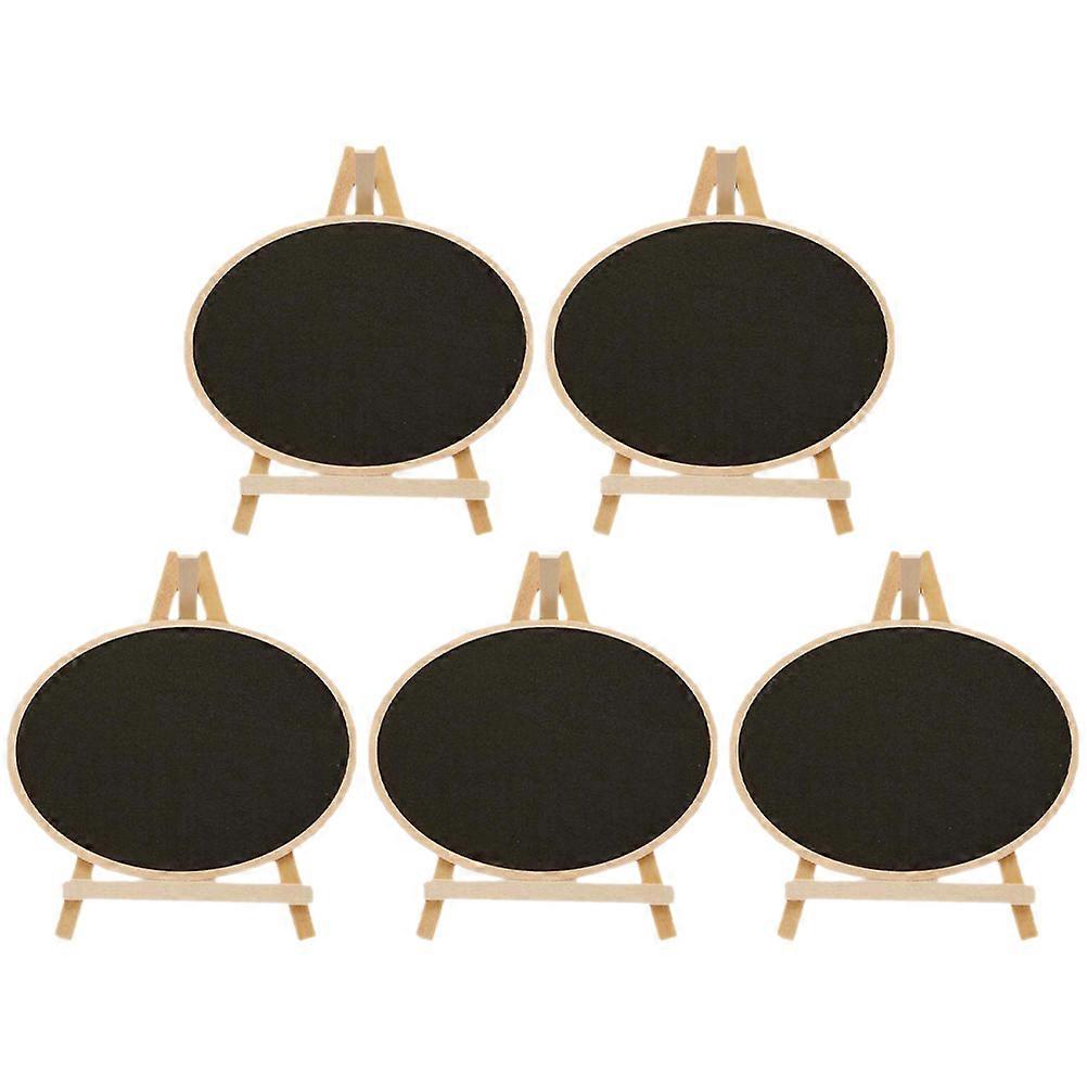 Decorative Chalkboard Desktop Message Board Home Decoration Black Oval 5Pcs