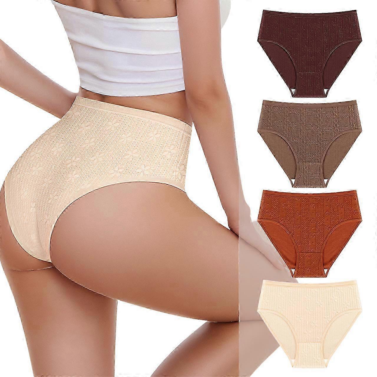 Lenjerie de corp de mărime obișnuită, 5 buc Jacquard european pentru femei respirabil talie înaltă modelare chiloți, set din mai multe piese într-un singur stil
