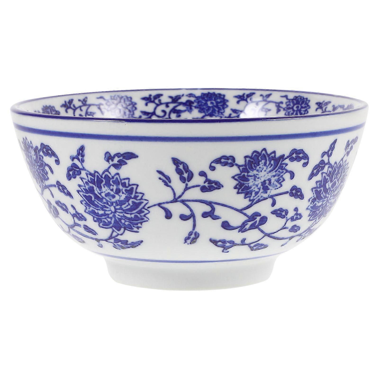 Instant Noodles Bowl Rice Bowl Home Use Blue and White Porcelain Multipurpose 5 Inch 1Pcs