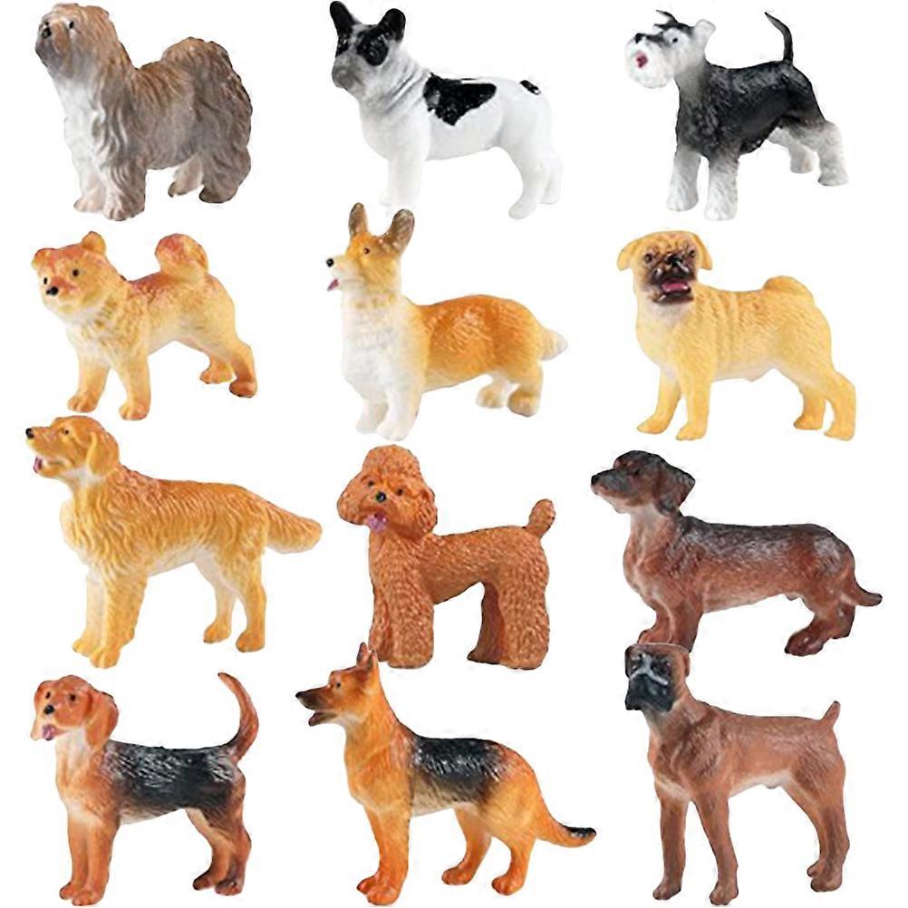 12pcs Realistic Mini Dog Figurines, Solid Puppy Models for Decorative Ornaments, Lightweight Educational Props for Desk or Bookshelf Display