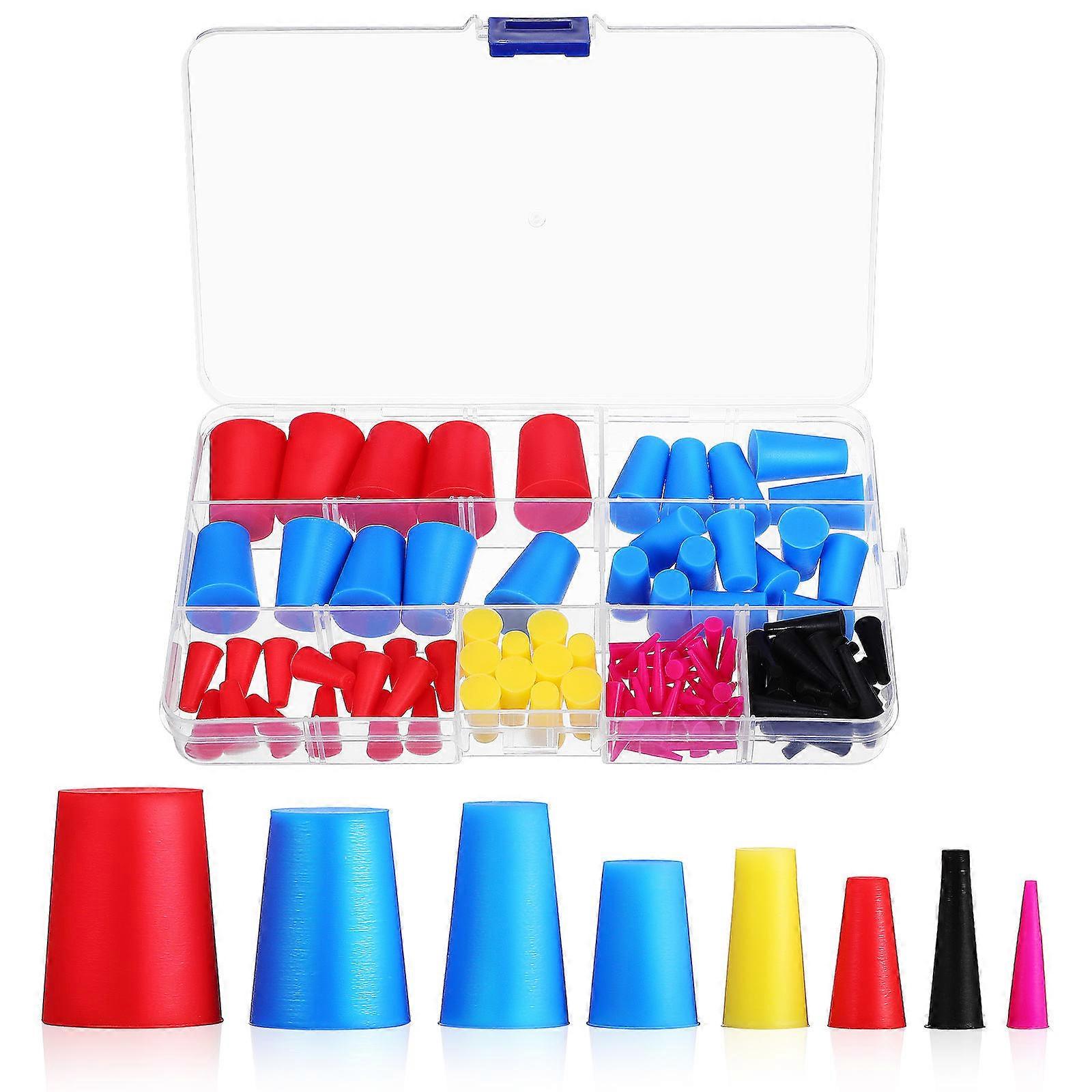 Silicone Tapered Stoppers 110pcs Heat Resistant Bottle Sealing Plugs for Lab Electroplating Powder Coating Applications