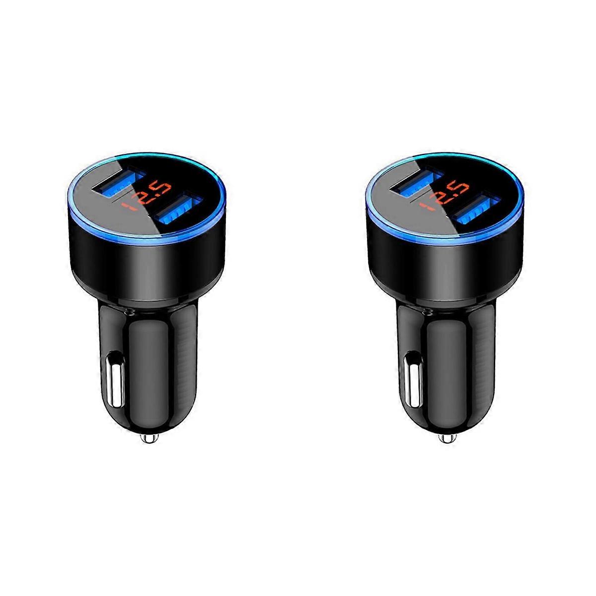 3.1A Dual USB Car Charger 2 Port LCD Display 12-24V Fast Quick,Black
