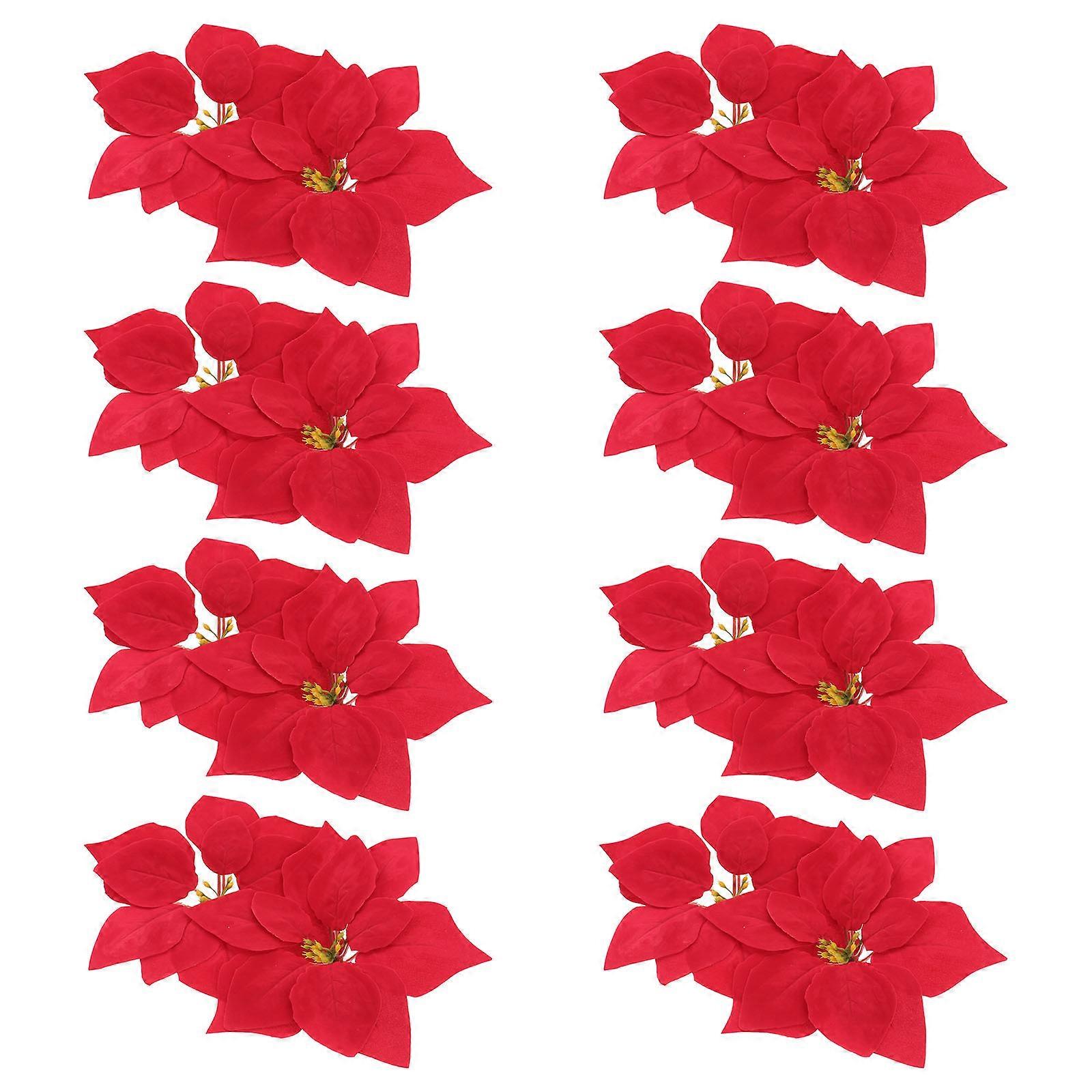 Fleurs artificielles de Noël (lot de 20) - Têtes de poinsettias rondes - Décoration de table - Idéal pour les organisateurs d'événements