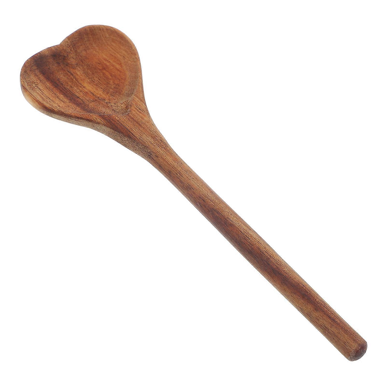 Dessert Salad Spoon Wood Stirring Tool 7.1X2.0X0.4in Heart-Shaped Reusable 1Set