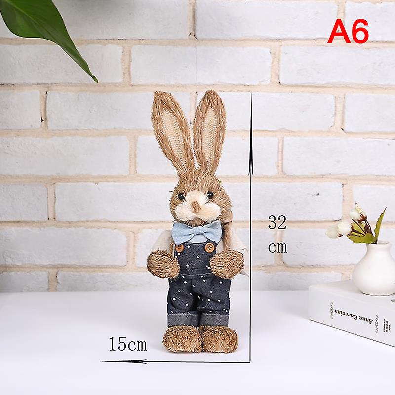 Artificial Straw Bunny Standing Rabbit With Carrot Easter Home Garden Decoration