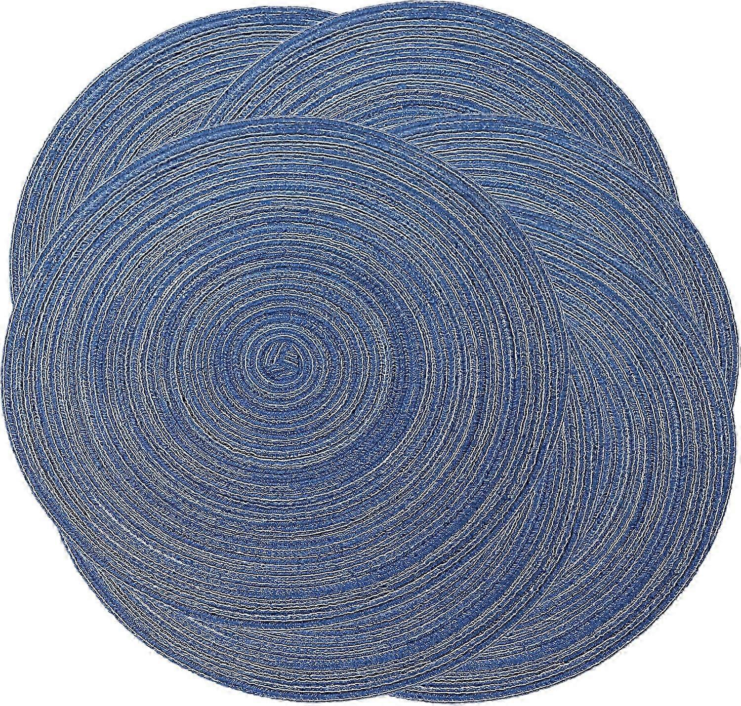 6 Set Round Braided Placemats for Dining Table 15 Inch
