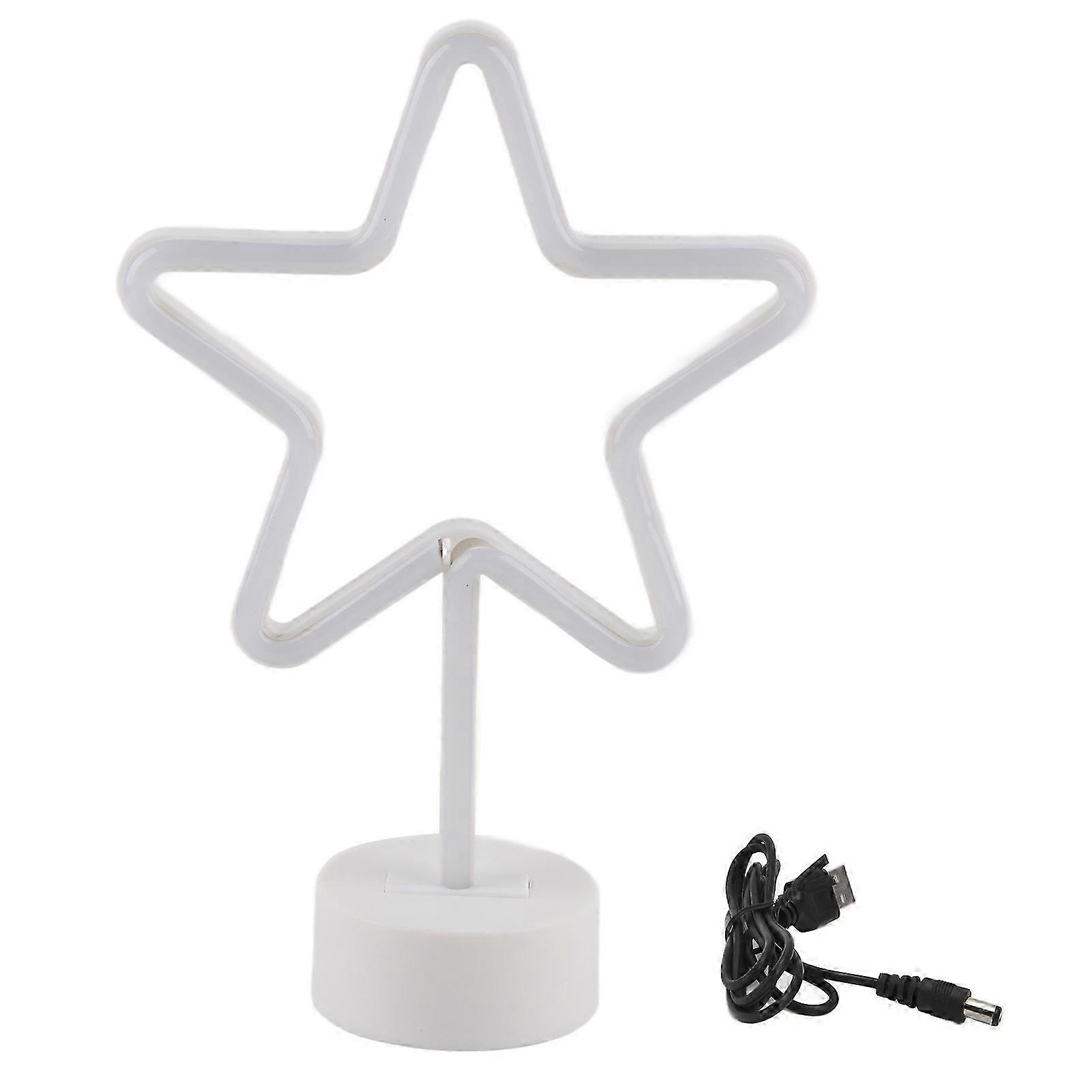 USB Five Pointed Star Warm Light LED Desk Lamp, a Neon Sign for Bedroom, Bar and Holiday Decoration