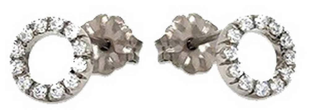 Ti2 Titanium Circle Diamond Stud Earrings - Silver