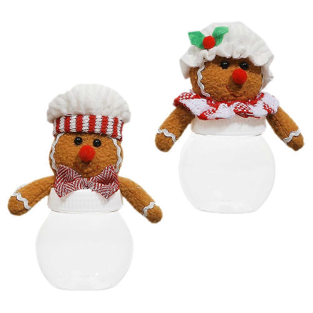 Cute Candy Jar Gingerbread Man Jar Children Sealed Storage Assorted Color 15X7X7CM 2Pcs