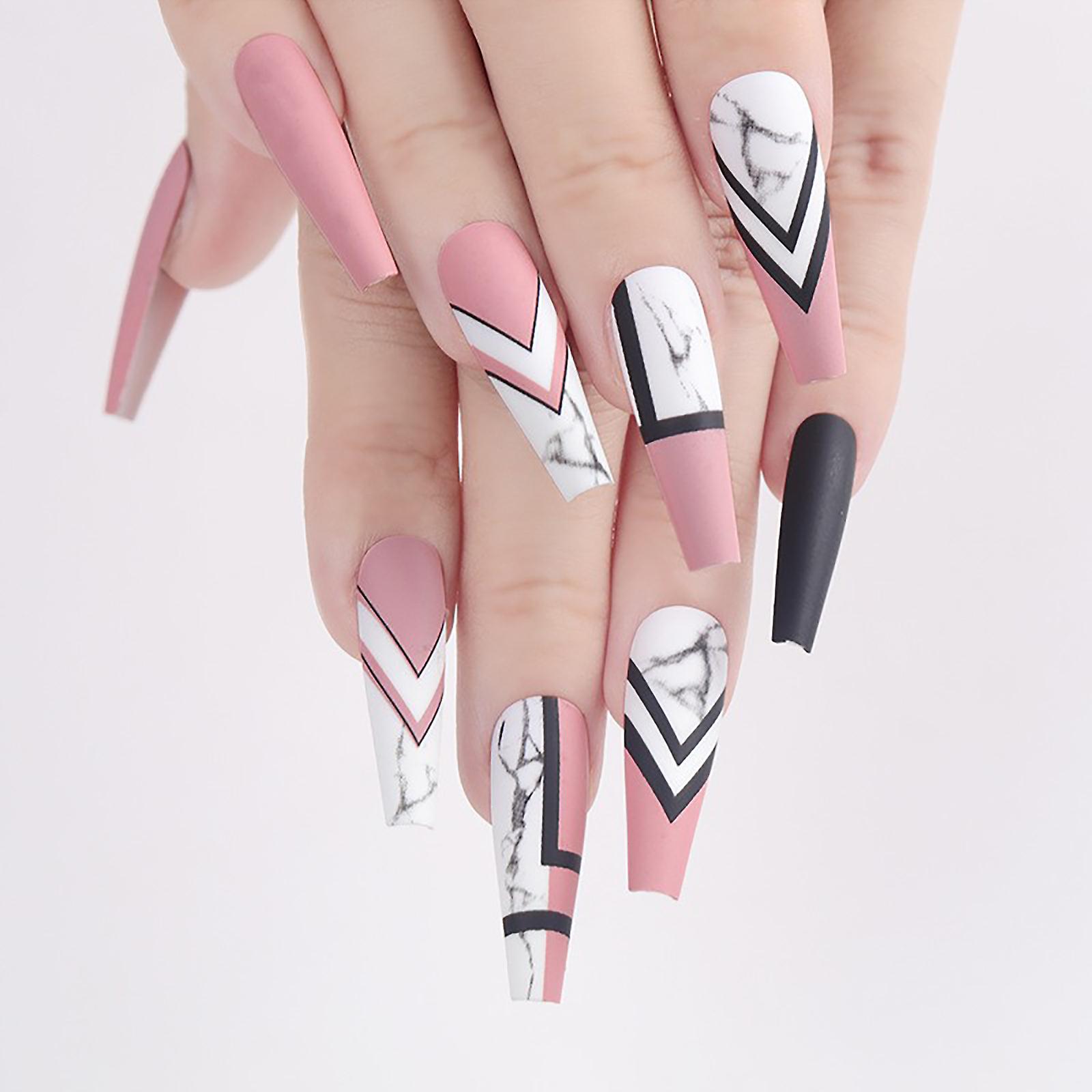 Ballet Nail Line Complex Pattern Net Red Nail Removable Coffin Nail Wearable Nai