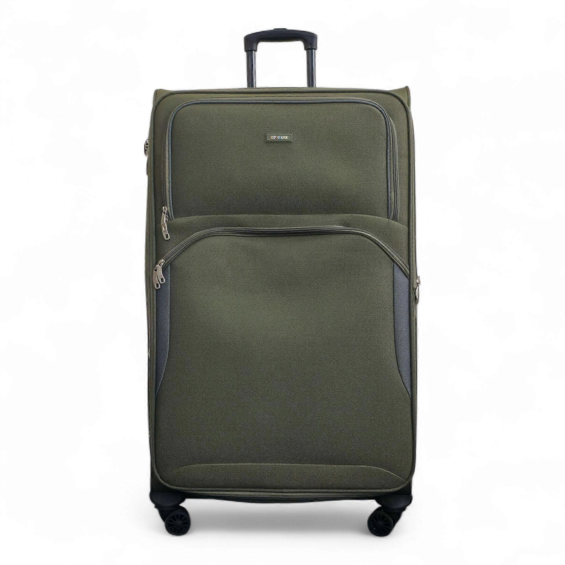 绿色可扩展软壳手提箱 8 轮行李箱套装旅行轻便随身随身行李