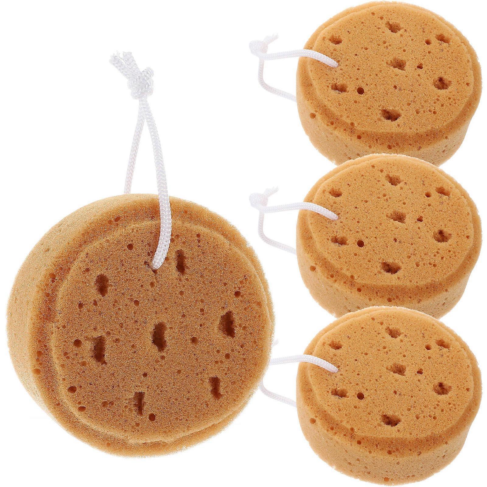 Bath Loofah Sponge Body Scrubber Skin Exfoliator Shower Tool 11x11cm 4Pcs Coffee