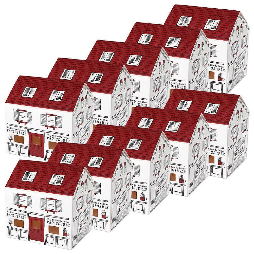House Cookie Box Party Paper Container Multi Color 11.50X11.00X9.00CM Storage For Festivals 10Pcs
