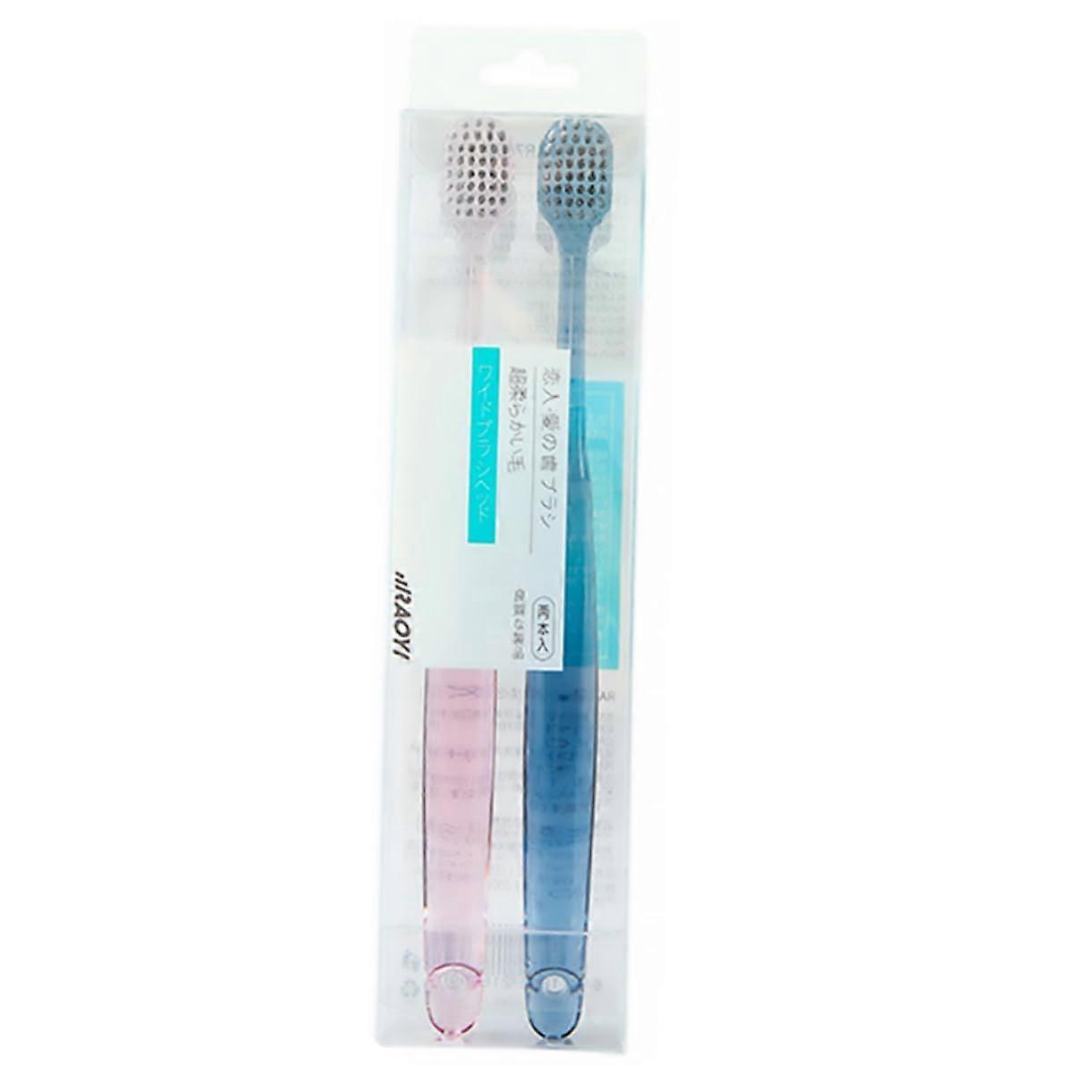 Crystal Toothbrush Set of 2 for Gentle Oral Care with Wide Non-Slip Grip for Effective Dental Hygiene and Gum Health