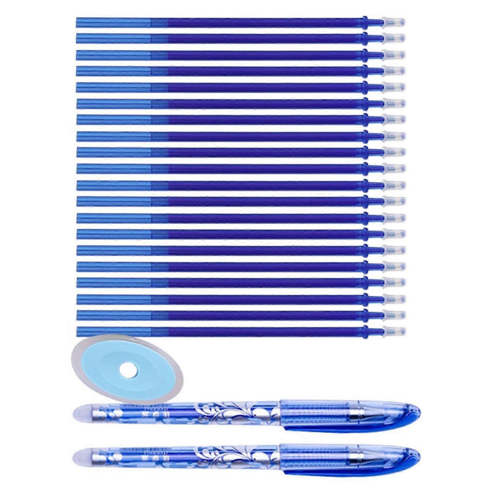 23 Pcs Erasable Pen Set 0.5mm Tip Washable Handle Smoothly Comfortable 2 Pen 1 Eraser and 20 Blue Refills 