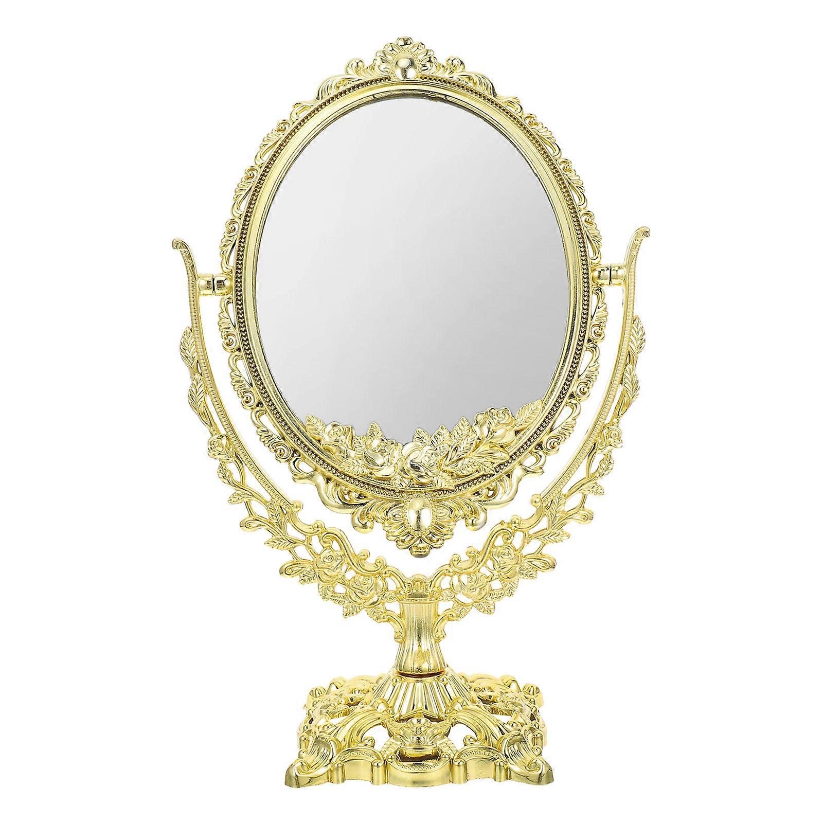 Vintage Oval Swivel Vanity Mirror with Stable Base – Space Saving High Definition Rotating Makeup Mirror for Dressing Table, Bathroom, and Bedroom Use