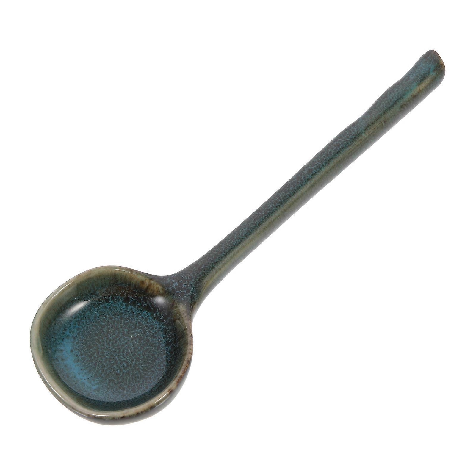 Soup Spoon Ceramic present Giving Restaurant Service Long Handle 16X4.5X1.5CM Green 1Pack