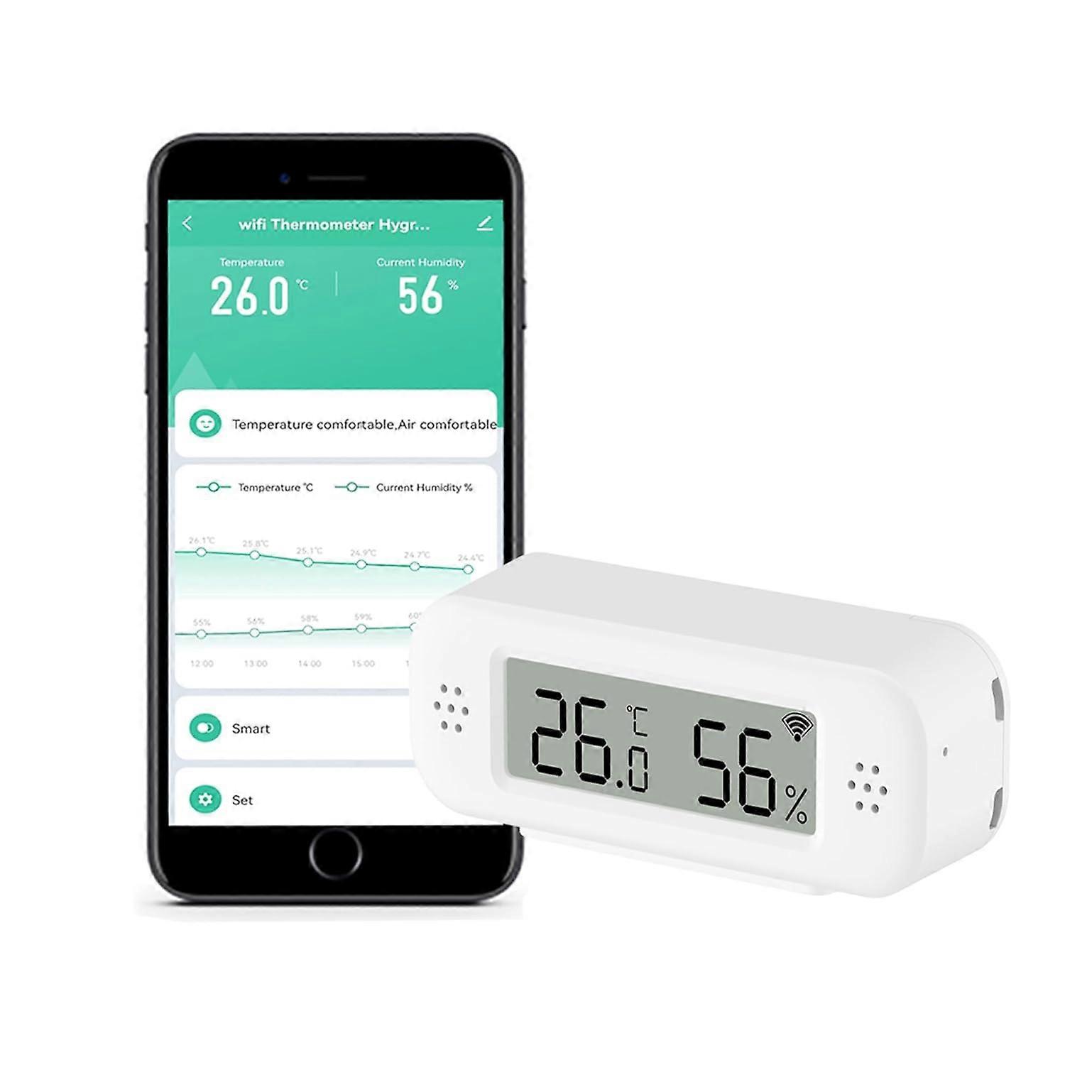WiFi-Thermometer-Hygrometer für den Innenbereich: Intelligenter Temperatursensor, digitaler Temperatur-Feuchtigkeitsmonitor mit intelligenter App und Datenempfänger
