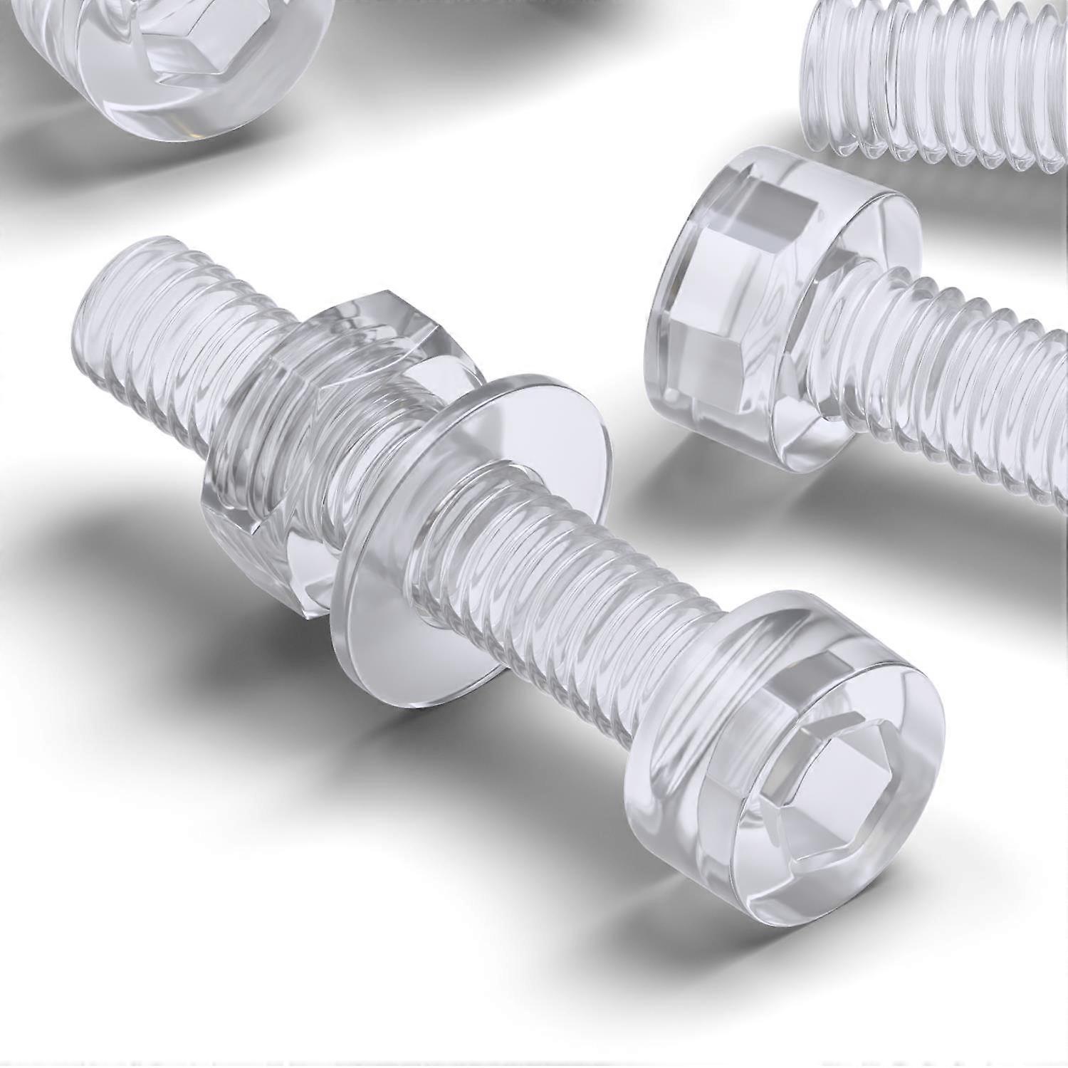 50x Polycarbonate, Socket Head, M3 x 20mm, Plastic Bolts, Nuts & Washers - Screws