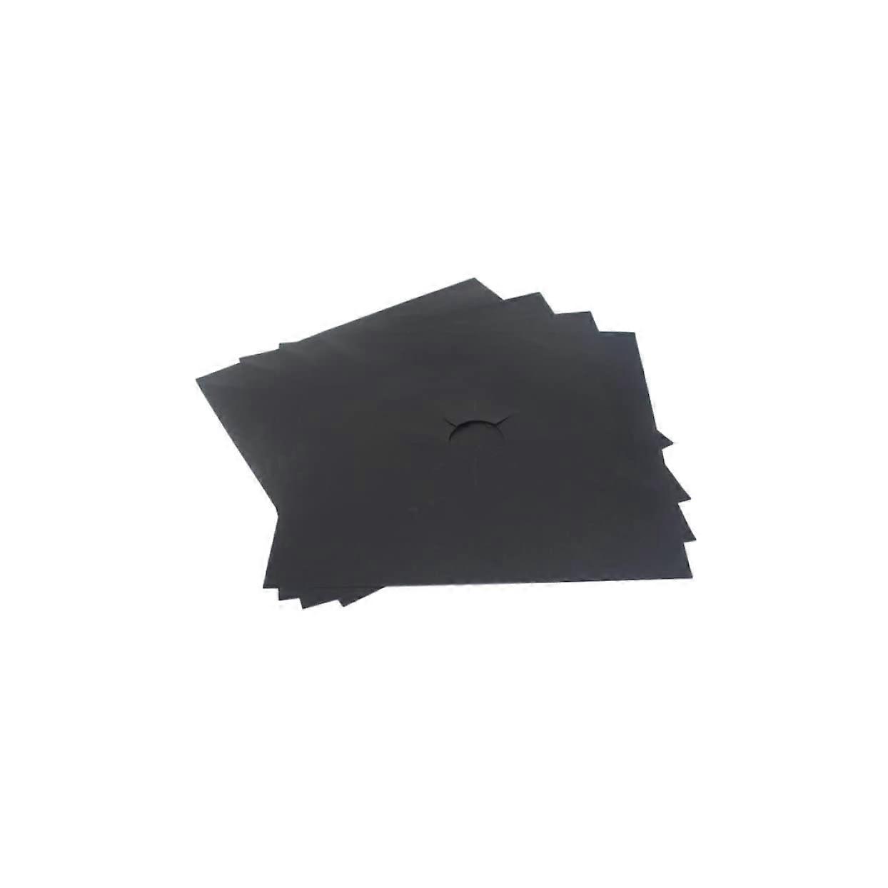 Heat Resistant Gas Hob Protector 4Piece NonStick Reusable Hob Cleaning Pad Set Black