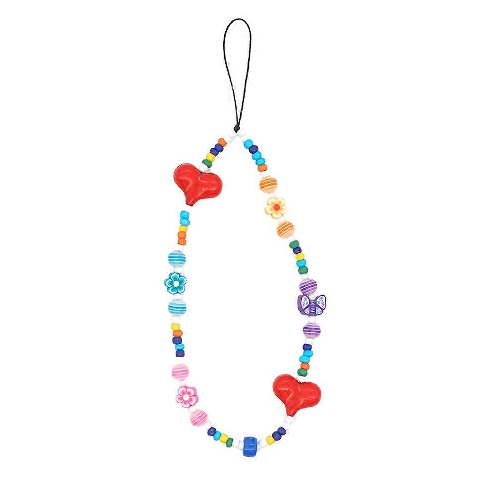 Colorful Mobile Phone Lanyard Beaded Chain Decorative Item For Daily Use Acrylic 1Pcs