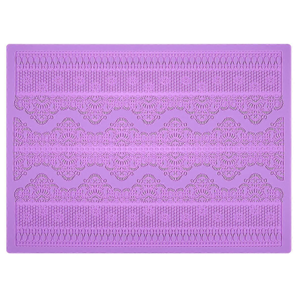 Cake Lace Embossed Mat Food-Grade Silicone Purple For Home Bakers Baking 1Set