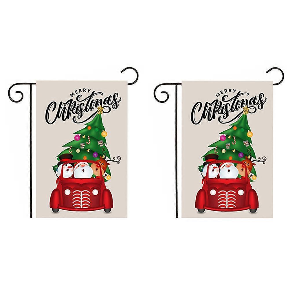 Sublimation Garden Flags Christmas Design Polyester Cloth Rectangle Shape Outdoor Use 2Pcs For Lawn