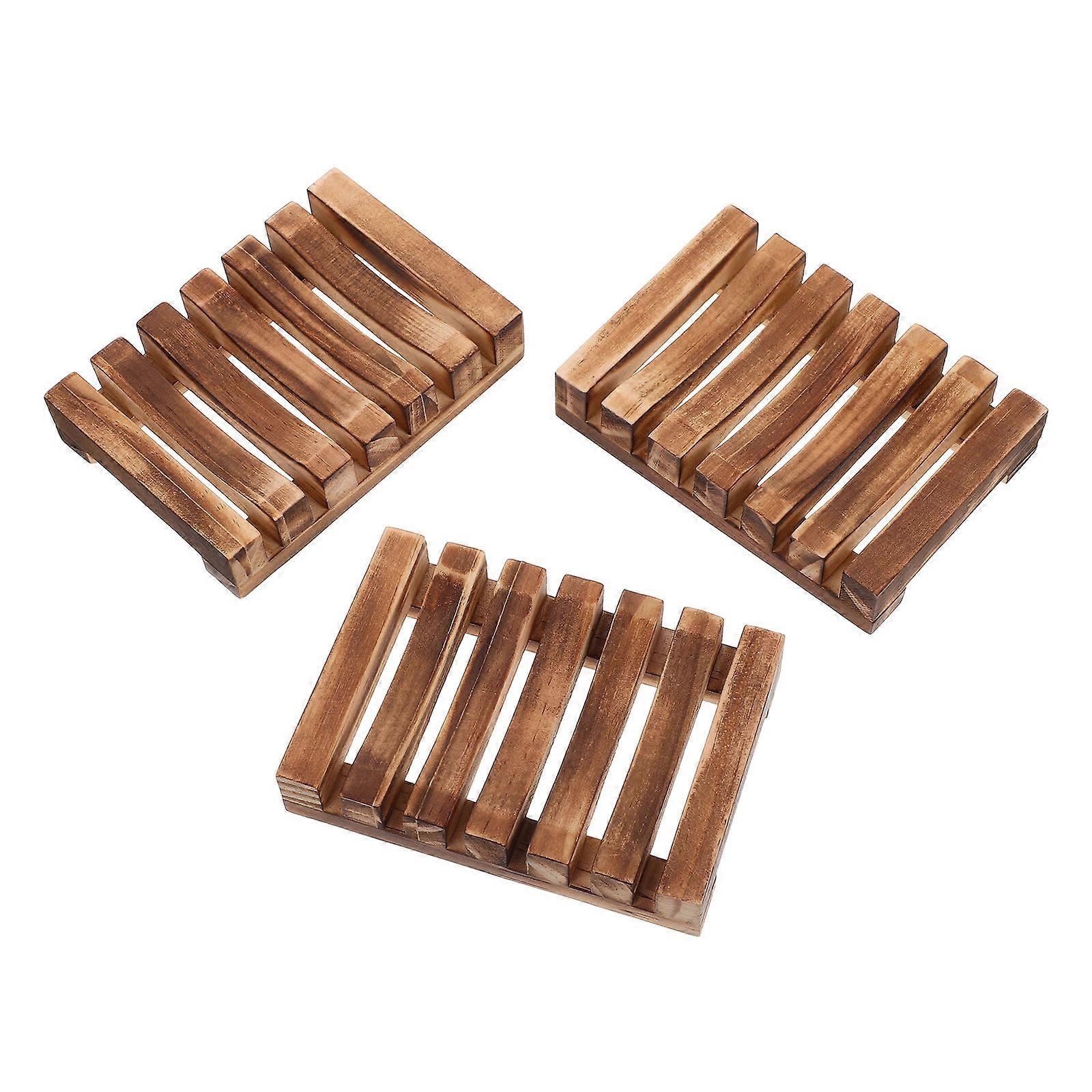 Coffee Plastic Soap Tray with Drain Holes for Bathroom Kitchen Storage Fashionable Design 3pcs