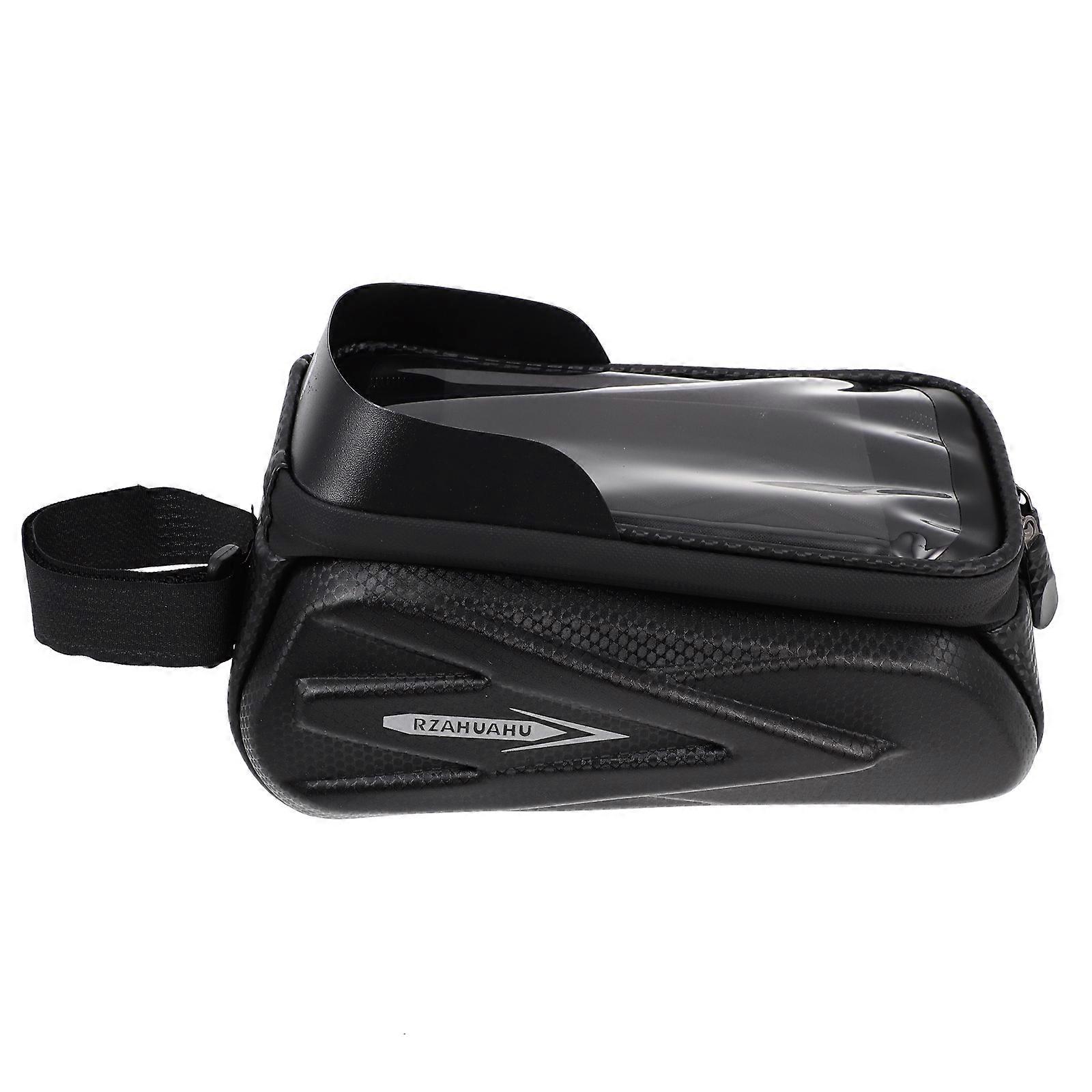Bike Handlebar Phone Bag with Window Strong EVA PU Material for Storage Black