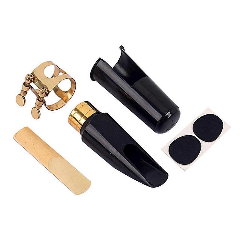 Gold Plated Alto Saxophone Mouthpiece Replacement Kit with Reed Pads, Cap, Cushions, and Copper Ring for Stable Performance and Easy Maintenance