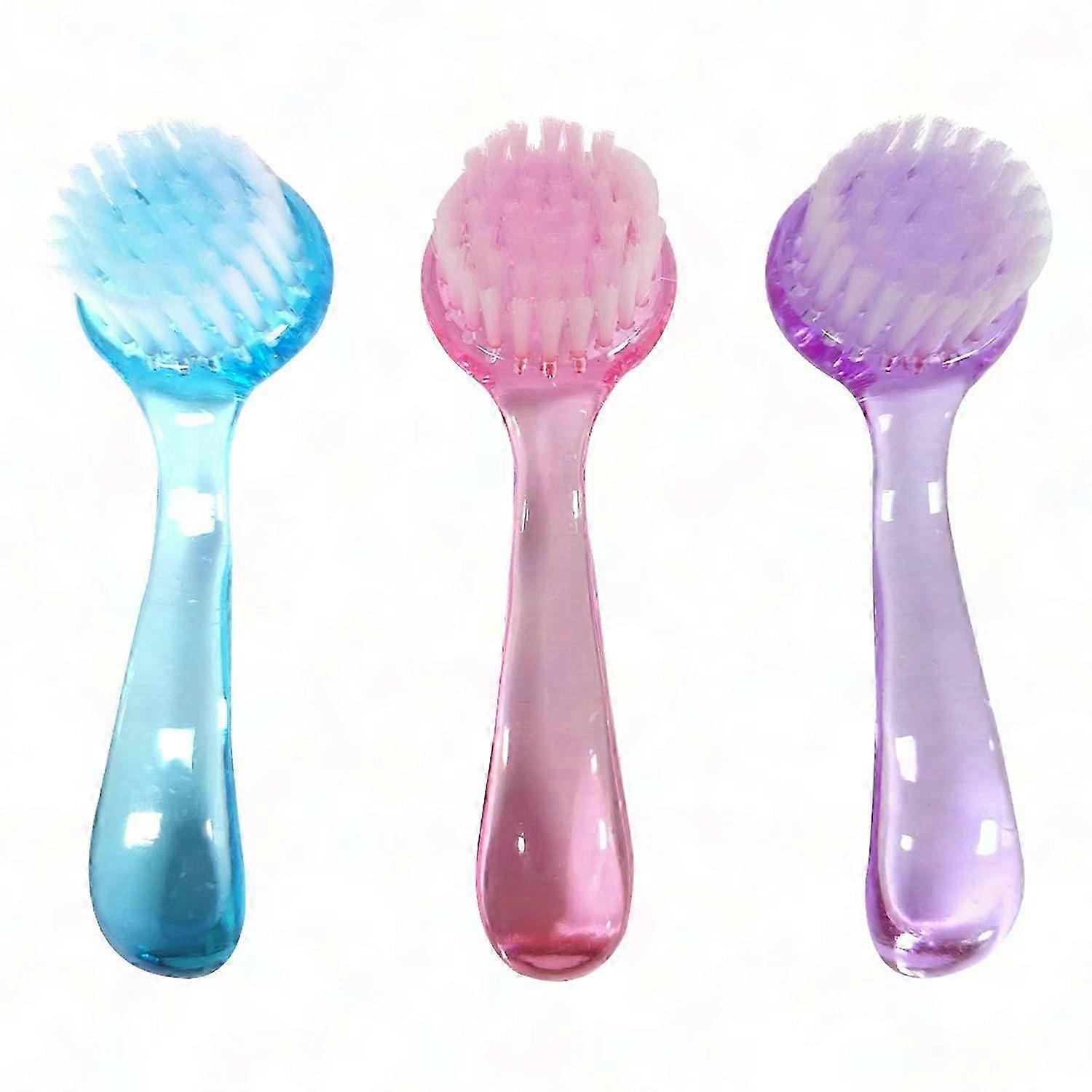 3-Piece Face Brush Set with Soft Bristles & Acrylic Handle for Exfoliating, Cleansing, Makeup & Skincare