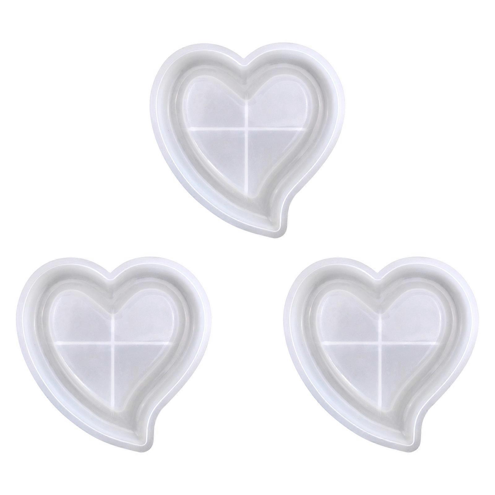 3 Piece Heart Shape Silicones Mold Set High Elasticity Crafting Tool For Detailed Resins Creation And Chocolate Making Multicolor