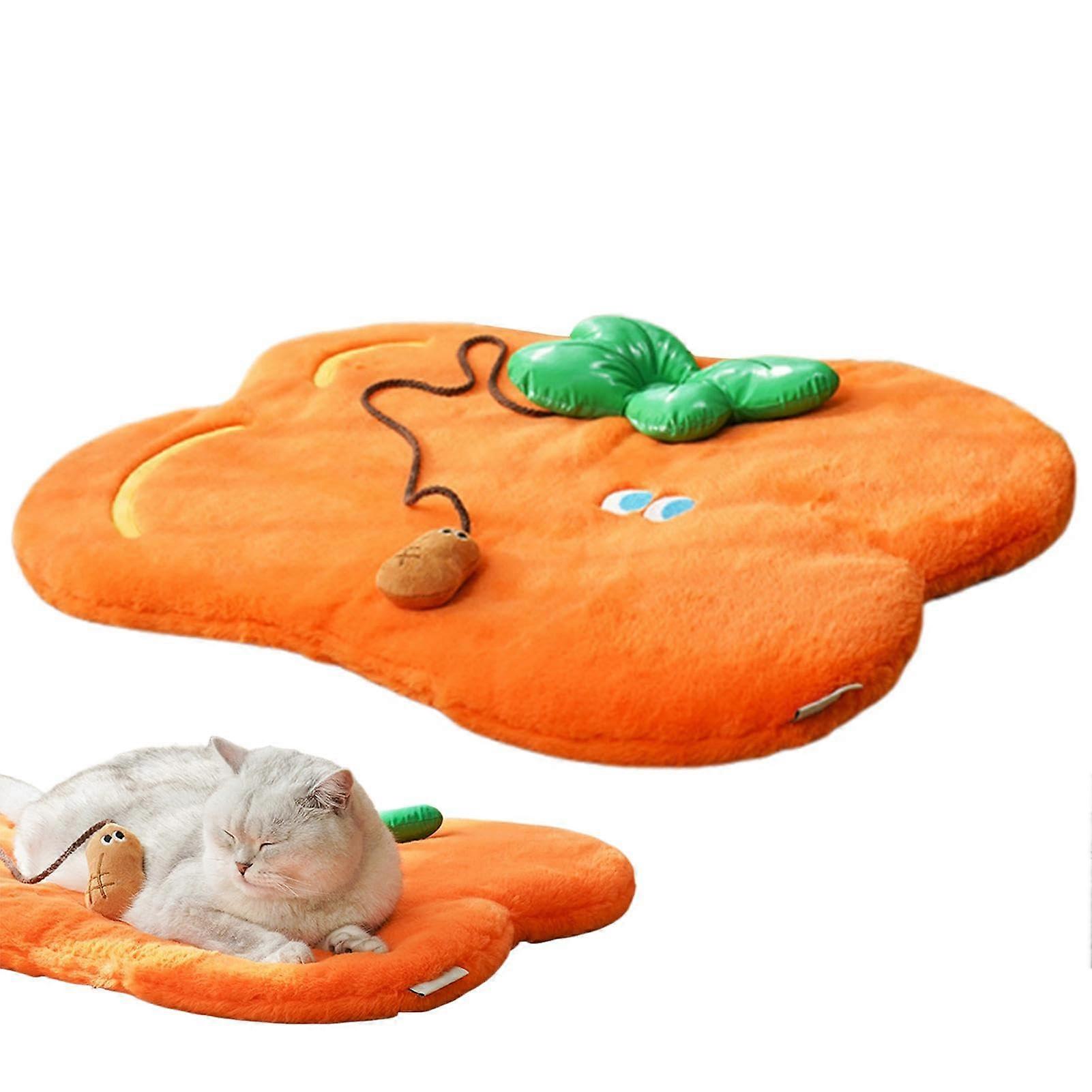 Indoor cat bed – Plush carpet for winter, kitten carpet with interactive toys, 68 x 55 cm, cat floor mat for all cat breeds.