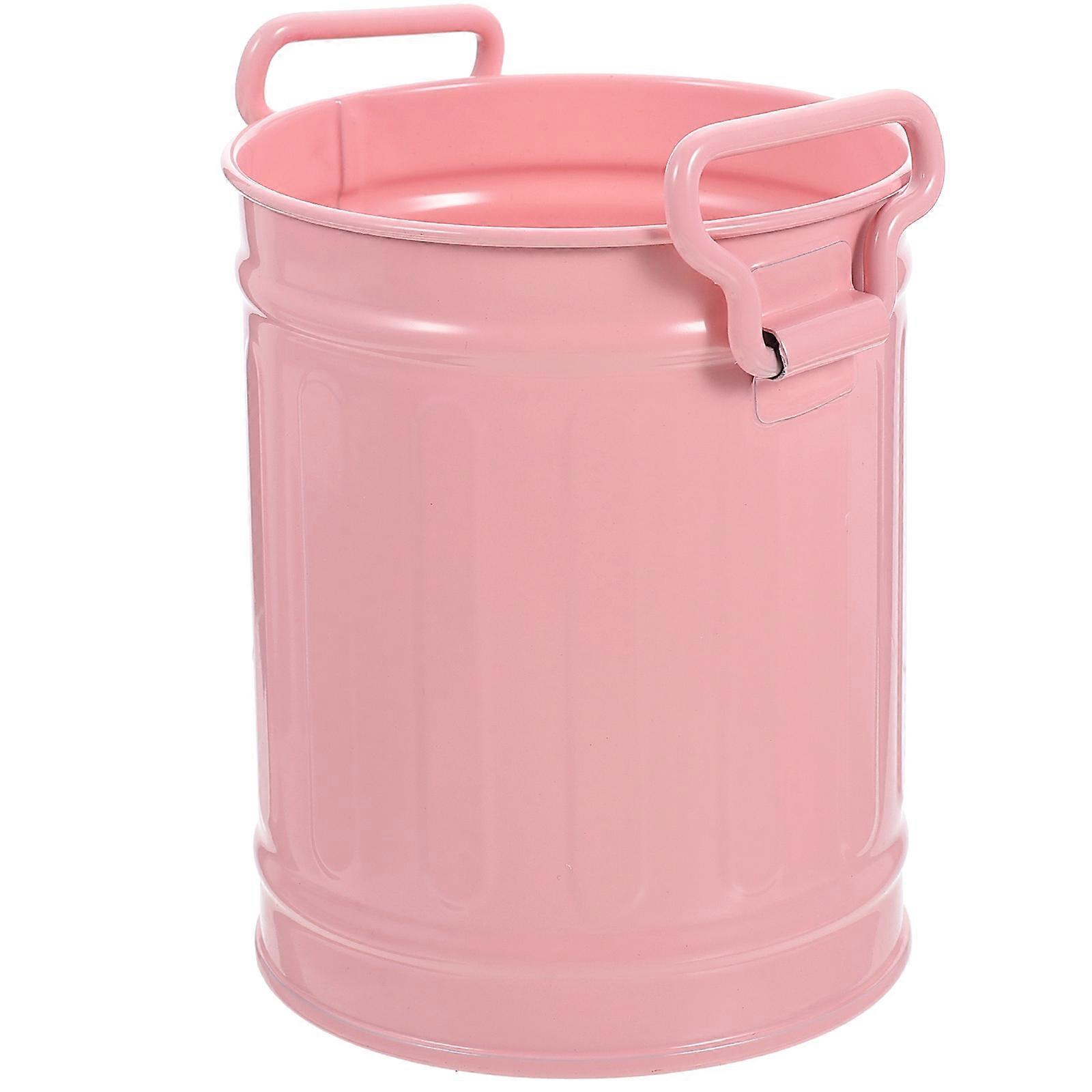 سلة مهملات من الحديد الوردي للتخزين ممتاز للمنزل والمكاتب وغرف النوم 6.5 بوصة