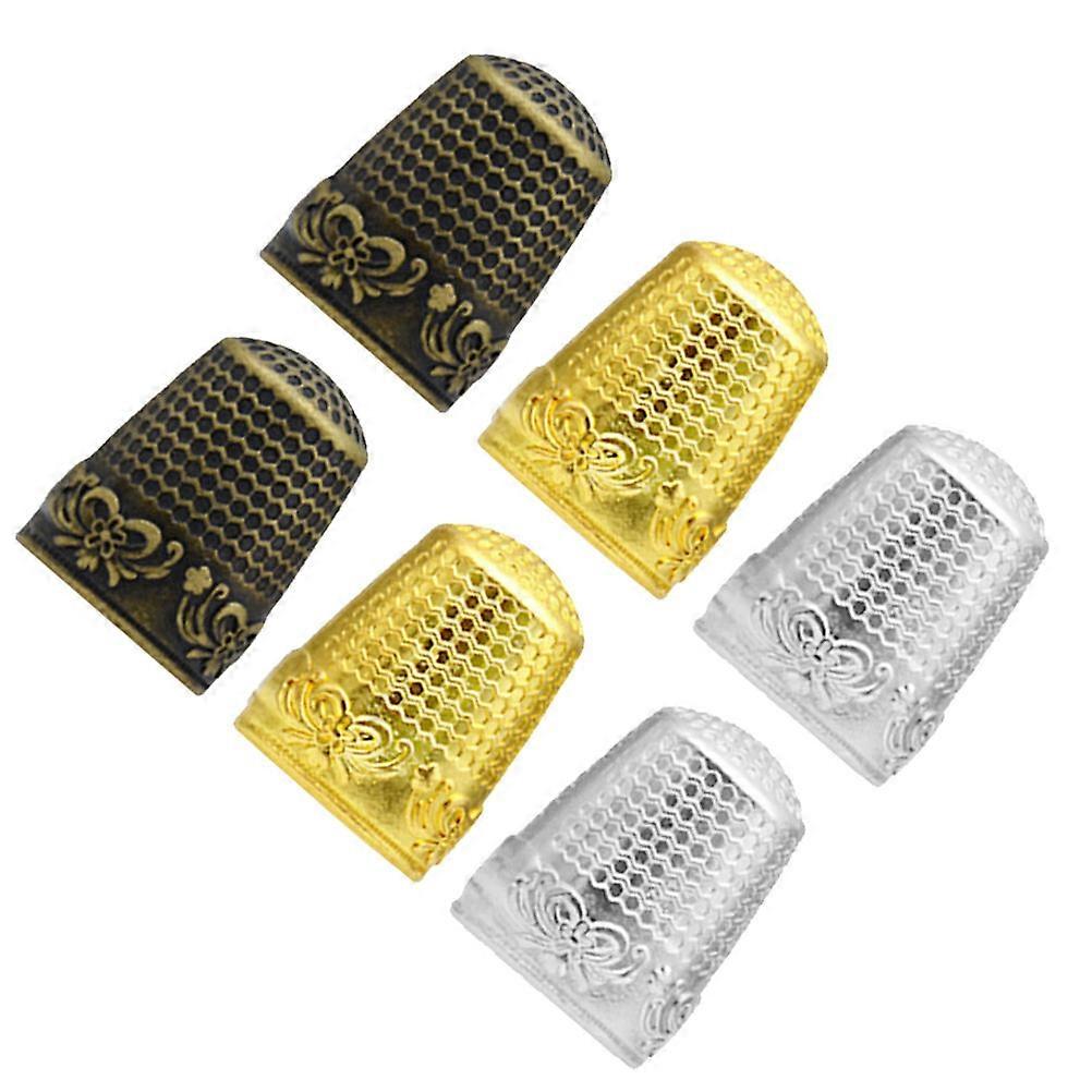 Finger Cover Sewing Thimble Set 6Pcs For DIY Sewing Tools Durable Copper Material Perfect For Craft Making