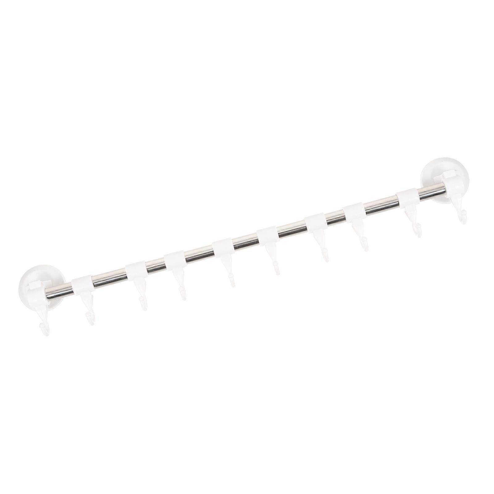 Space Saving Adjustable Suction Cup Towel Bar with Hooks for Bathrooms – Sturdy Design, Easy Installation on Smooth Surfaces