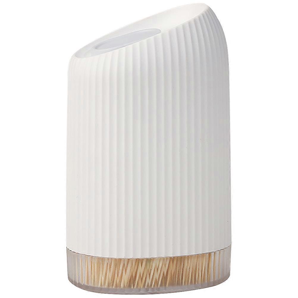 Slide Cover Toothpick Holder for Storage Made of Plastic White Color Compact Design