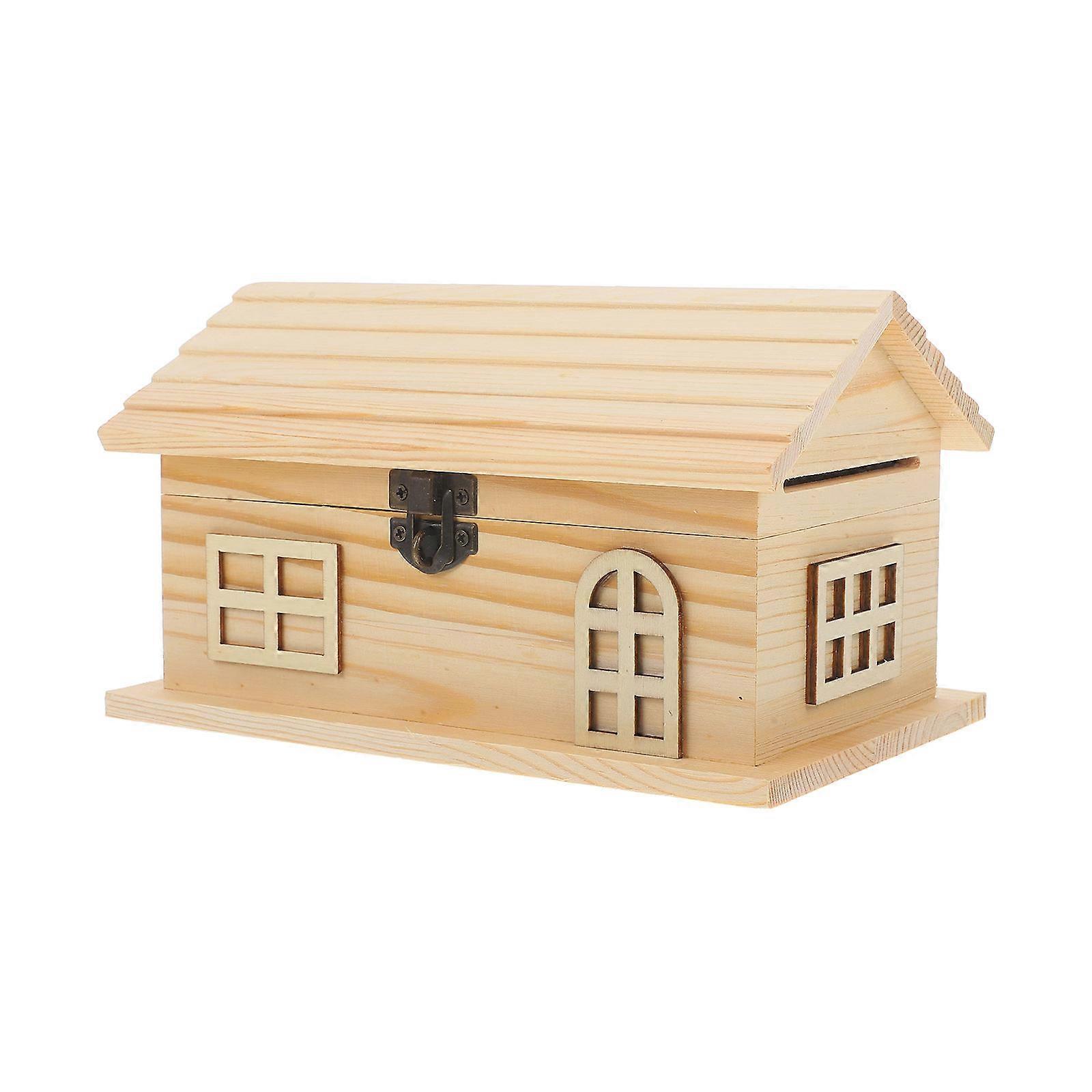 DIY Unfinished Wooden Piggy Bank for Kids to Paint and Decorate Beige Color 3 x 4 inches