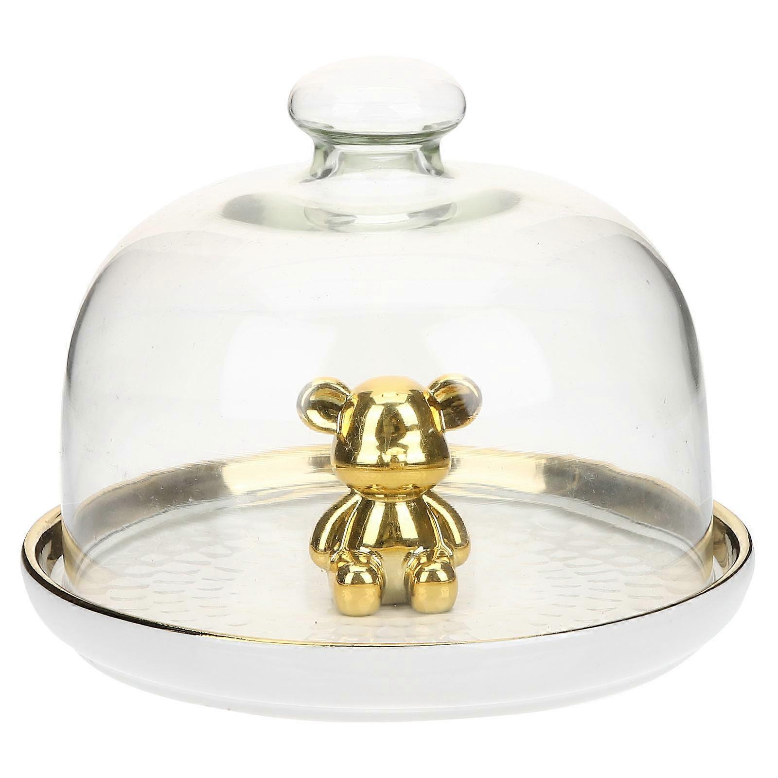 1 Set of Ceramic Cake Tray with Dome Multi functional Dessert Plate Cake Snacks Tray