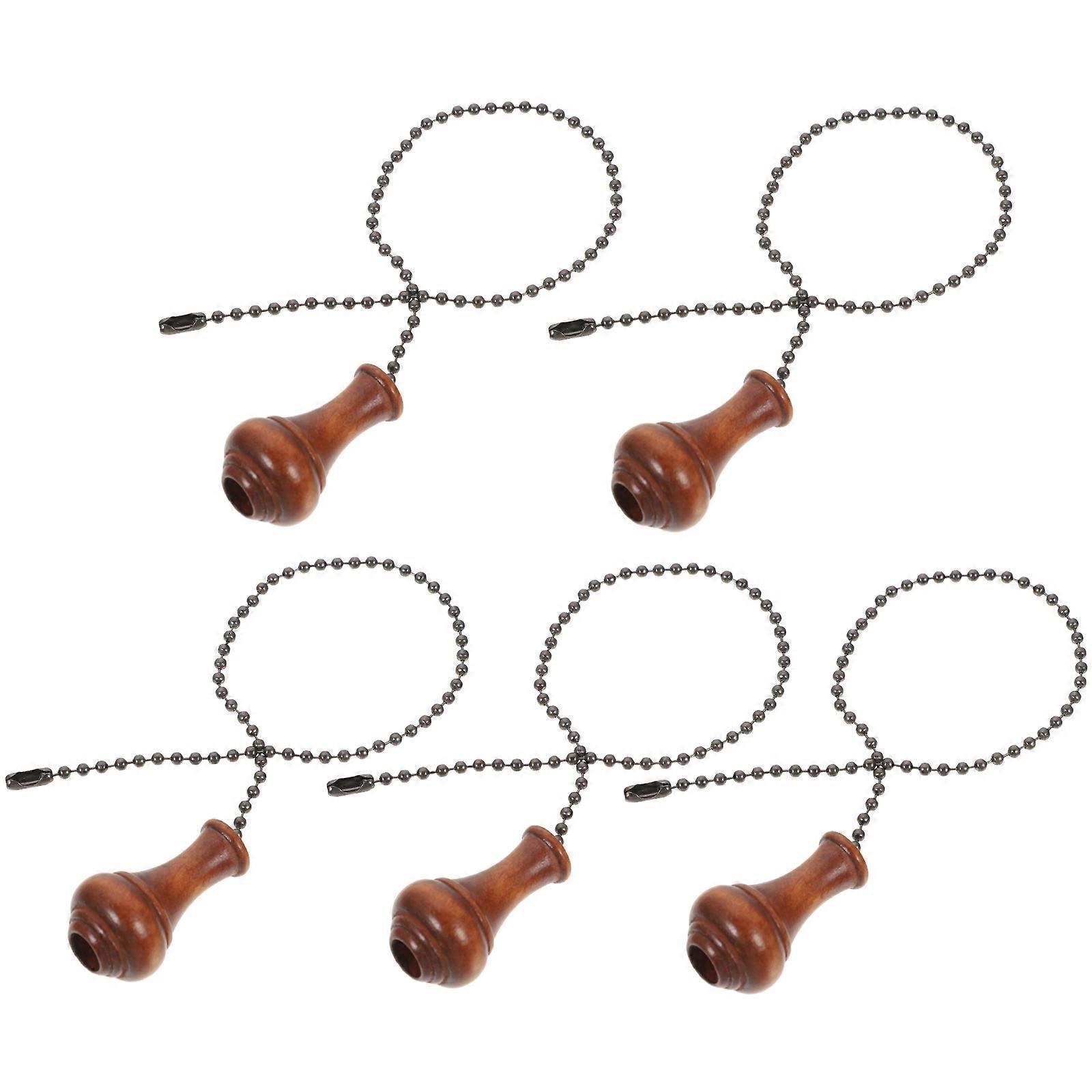 5Pcs Wooden Ceiling Fan Pull Chain Vintage Style Elegant Beaded Pull Chain Ideal For Ceiling Fans And Light Fixture Control