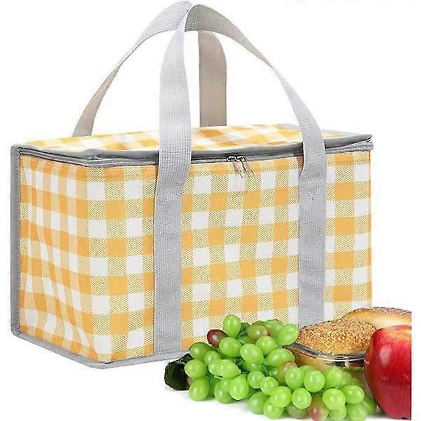 Insulated Bag Picnic Basket Bags Beach Bag Foldable Cooler Bag Reusable with Zipper - for Hot or Cold Picnic A