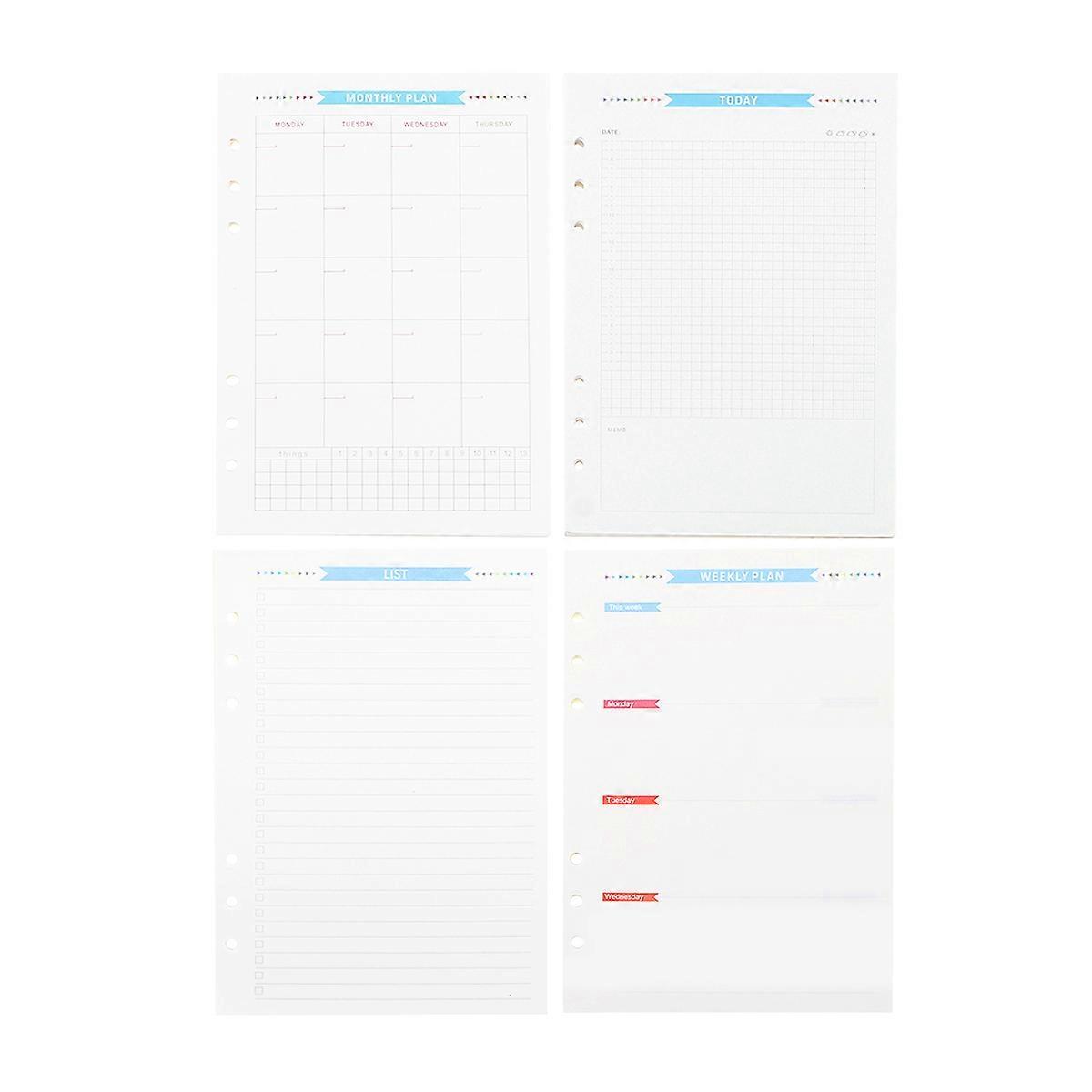 1 Set Assorted Periods Loose leaf Filler Papers 6 Hole Spiral Notebook Paper Replacement (A5)