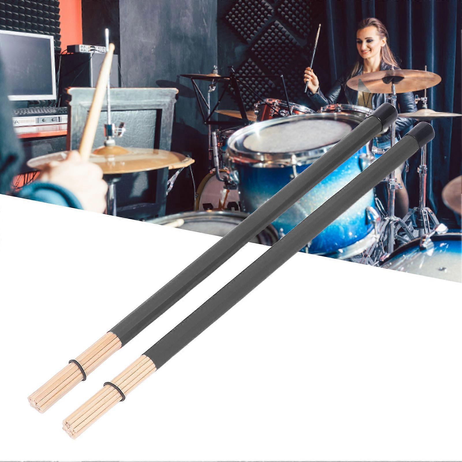 2ks Bubenický Kartáč Palička Palička Bambusové Perkuse Nástroj Nástroj Příslušenství Set Kit Černá 