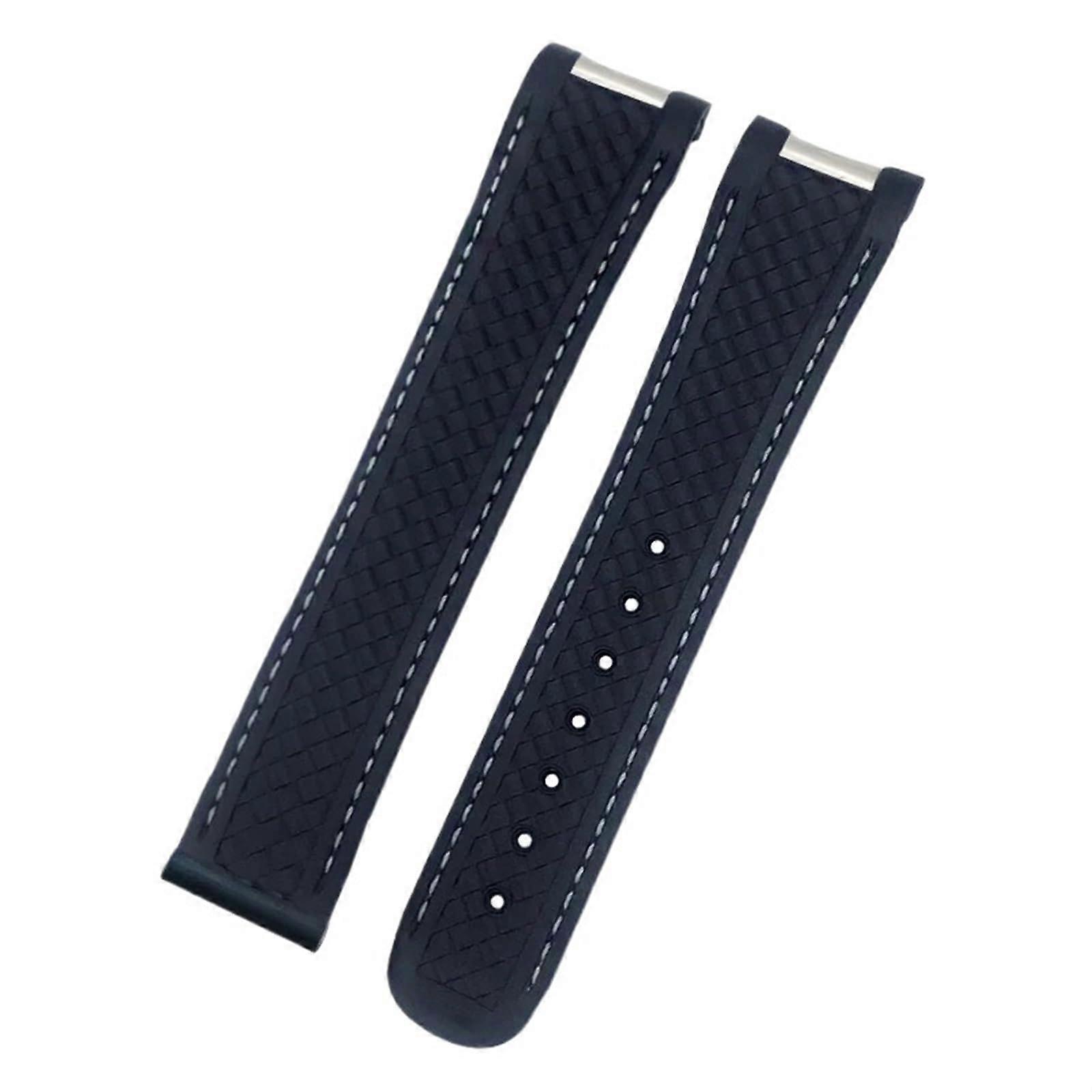 Watch Strap for Omega Seamaster AT150 Aqua Terra 150 FKM Soft Strap With Deployment Clasp 20mm/21mm Blue Band