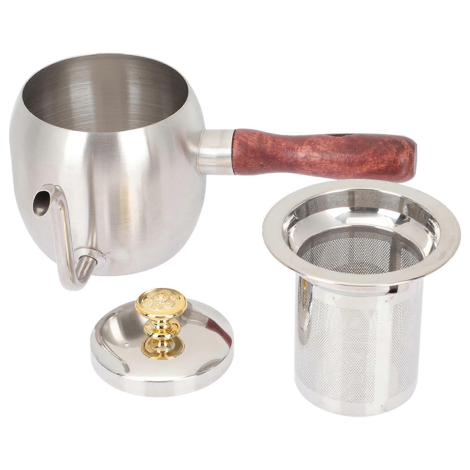 Gooseneck Kettle Stainless Steel Drip Coffee Pot For Coffee Enthusiasts 19.3X10.7CM With Wooden Handle 1Pack